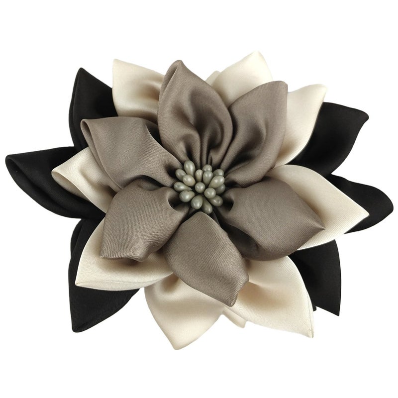 Merdia Hair Clip Flower Design Hair Claw Clips for Women Polyester Plastic Plaster Hair Clips Sturdy Hold Ideal for All Hair Types Lightweight Black Beige and Coffee